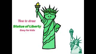 How to draw Statue of Liberty for kids| Lady Liberty easy drawing|
