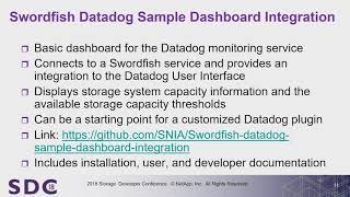 SDC 2018 - Fishing with Open Source Tools for SNIA Swordfish