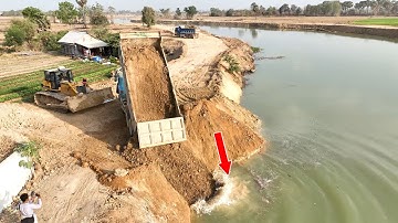 Incredible skills Landfill Project! Dozer for Soil Dump 25Ton Truck