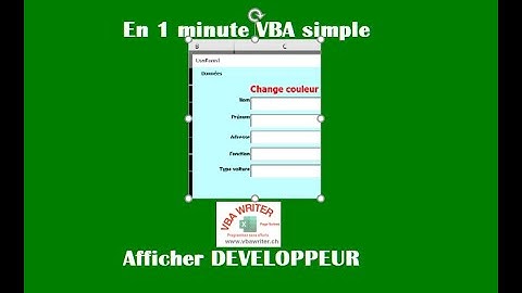 VBA Changer Couleur Formulaire UserForm/ arrière plan/ sans codage / VbaWriter.ch