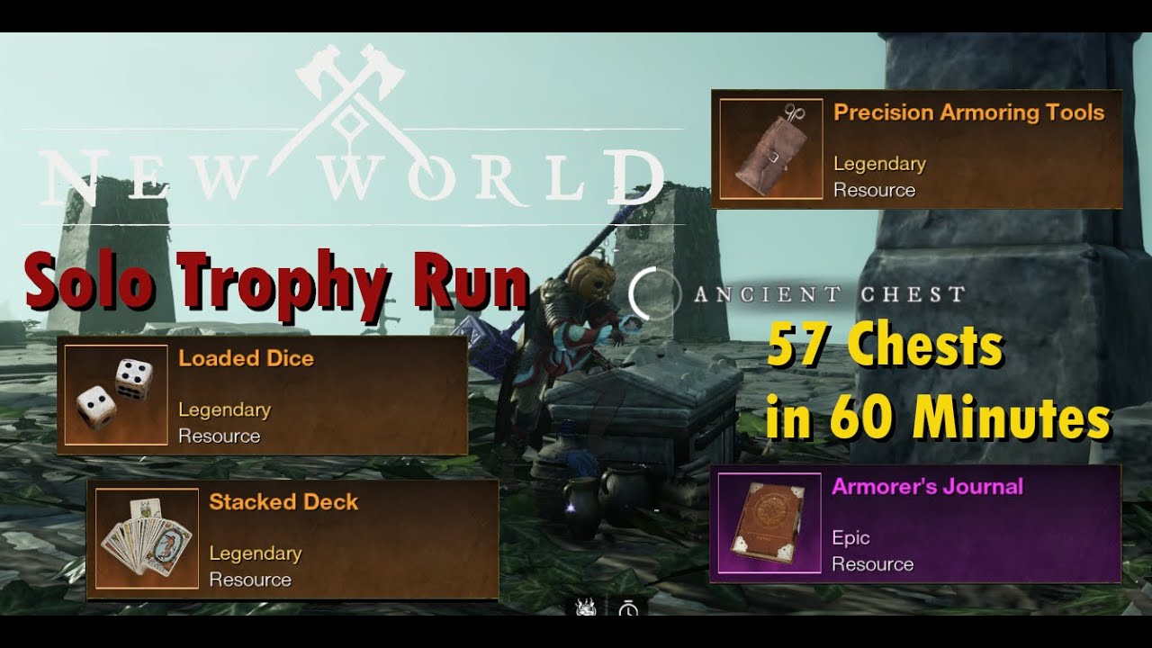 Ultimate New World Trophy Run! 57 CHESTS IN 60 MINUTES! Perfect Loop