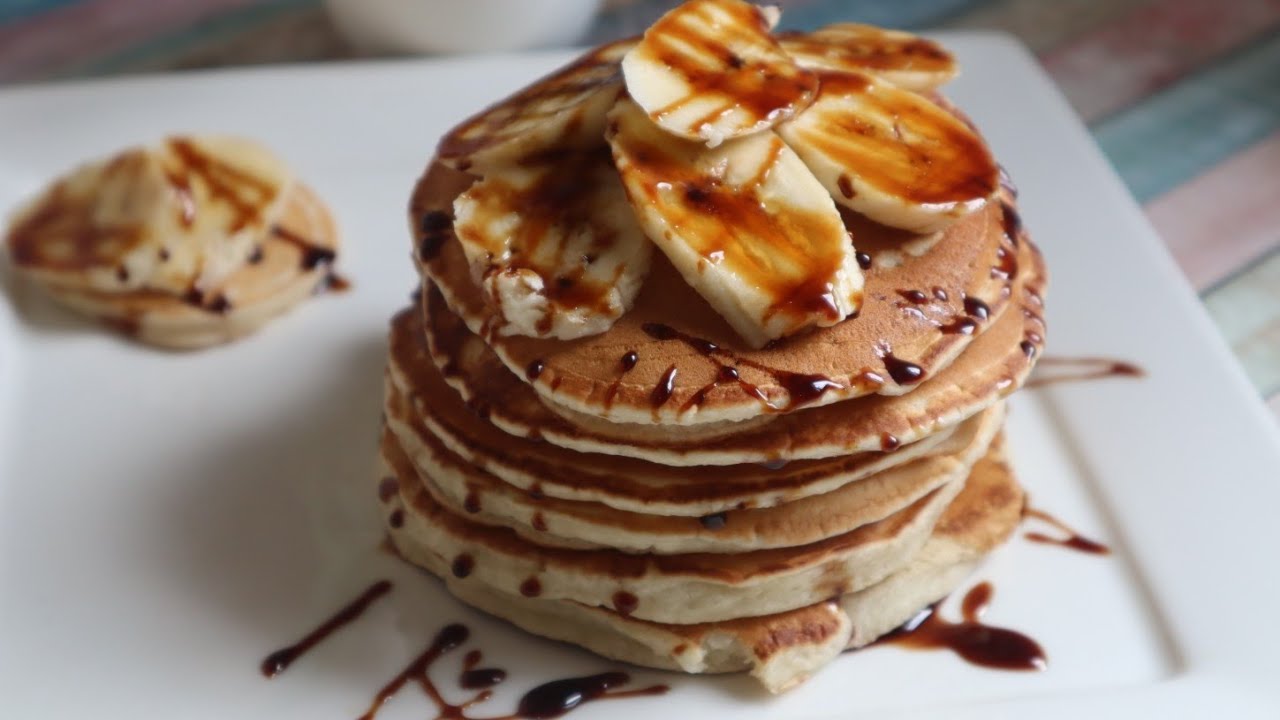 recette facile et rapide de pancake à la banane sans oeufs - YouTube