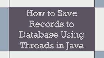 How to Save Records to Database Using Threads in Java