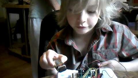 Indigo Explaining his Arduino project this morning (Spaceship Interface)