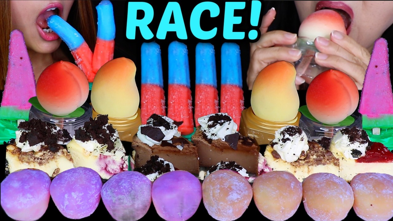 ASMR RACE MINI NUTELLA OREO CHEESECAKES, VIRAL FRUIT ICE CREAMS, MOCHI ICE CREAM 먹방