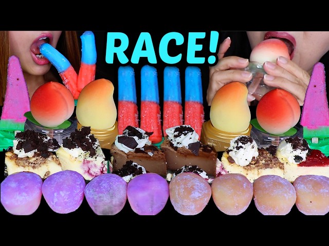 ASMR RACE MINI NUTELLA OREO CHEESECAKES, VIRAL FRUIT ICE CREAMS, MOCHI ICE CREAM 먹방