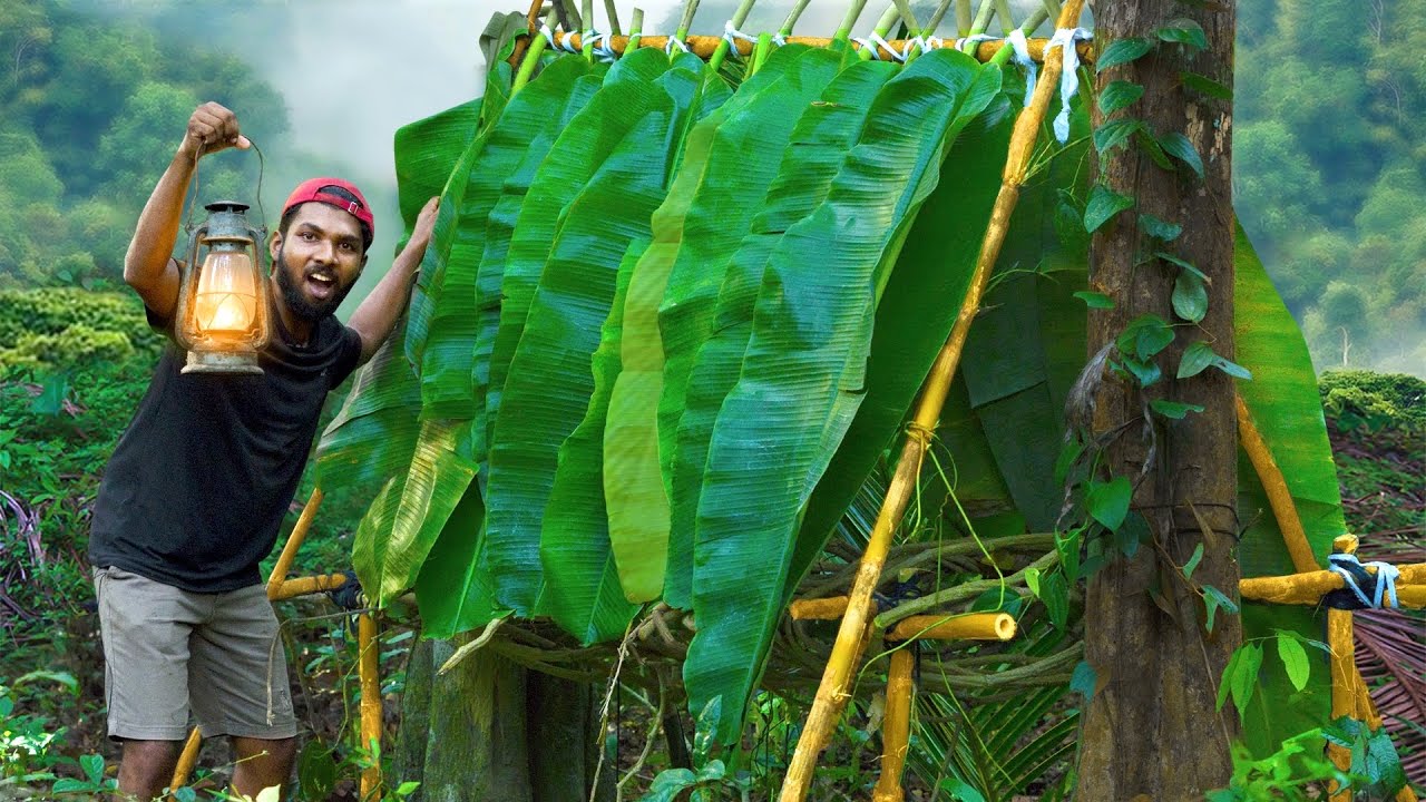මම කැලයක් මැද්දේ තනිඋනා | I build Survival Shelter In Deep Jungle
