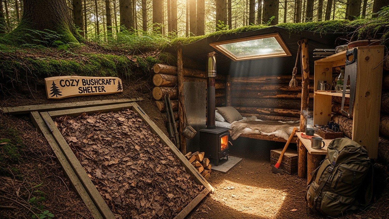 I Built a Secret Underground House in the Woods Cozy Bushcraft Survival ...