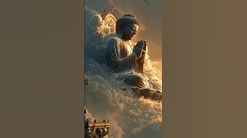 Majestic Buddha in Clouds: Surreal AI Art of Peaceful Temple Scene Generated by MidJourney