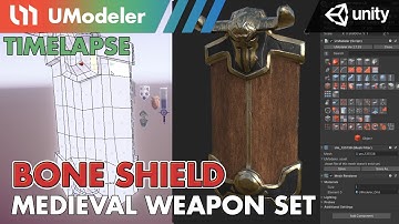 3D Modeling in Unity - Timelapse of Modeling & Unwrapping a Bone Shield of Medieval Weapon Set