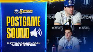 Tage Thompson &amp; Mattias Samuelsson After 4-3 Game 1 Win Over Boston Bruins | Buffalo Sabres