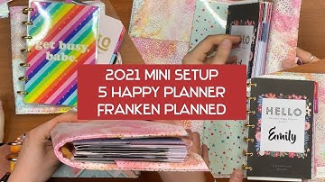 2021 mini planner setup, 5 happy planners, franken planner