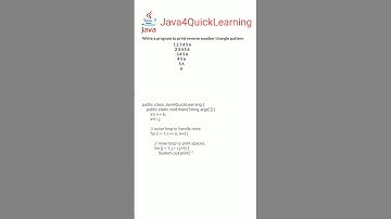 Program to print reverse number triangle pattern in java || Placement Series || #Java4QuickLearning