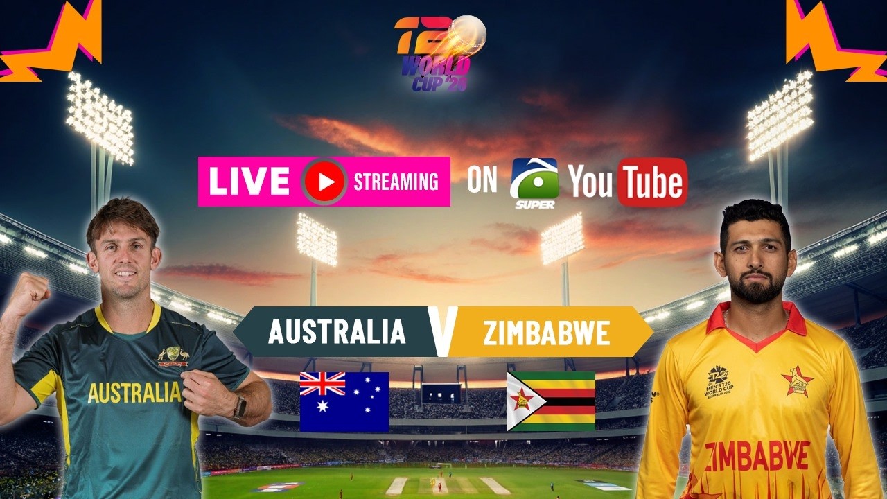 🔴Live - 𝗧𝟮𝟬 𝗪𝗼𝗿𝗹𝗱 𝗖𝘂𝗽 𝟮𝟬𝟮𝟲: Australia vs. Zimbabwe Live Scores | Geo Super