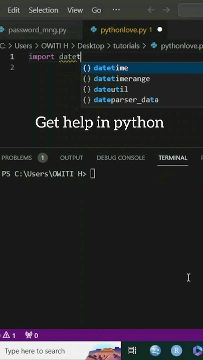 Get Help in Python Terminal #pythonprogramming - YouTube