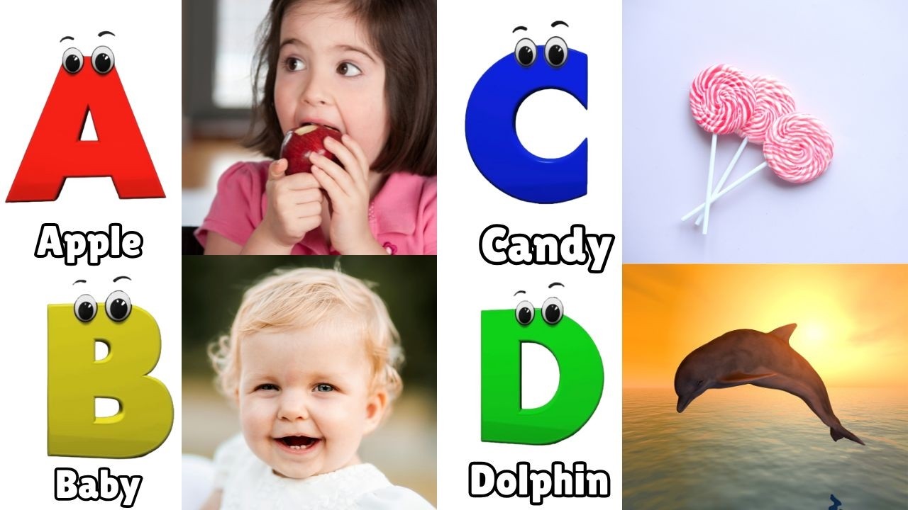 Песенка про фонетику ABC - обучающие видеопесни для малышей, буква А — яблоко, детские стишки, пе...