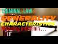 Criminal law book 1  5 characteristics generality