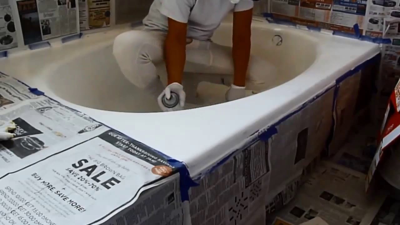 Spray Paint Bath Tub With Homax Paint Kit - YouTube