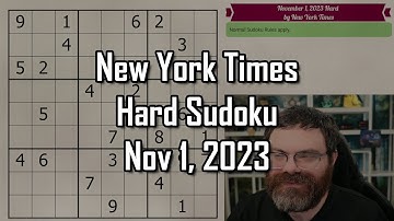 NYT Hard Sudoku Walkthrough | November 1, 2023