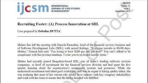 Recruiting Faster - A Process Innovation at SDL