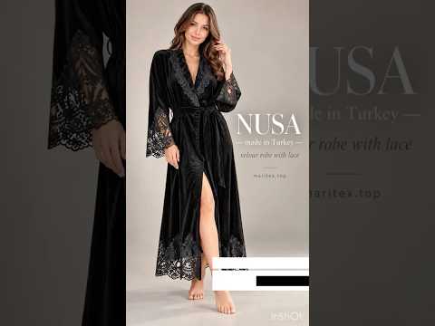 Женский халат с капюшоном и кружевом. S, M, L/XL, 2XL, 3XL Теплый халат 50% бамбук, 50% хлопок. Фабричная Турция. Черный, видео 1