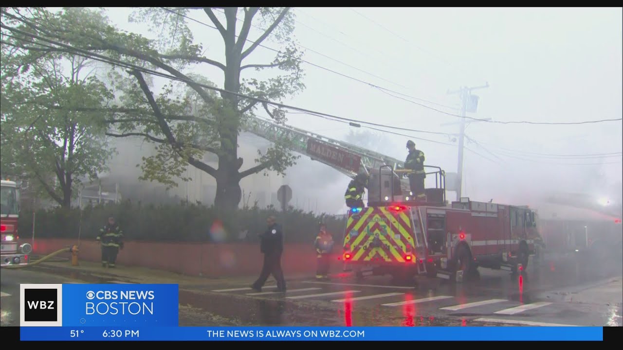 Firefighters battle house fire in Medford YouTube