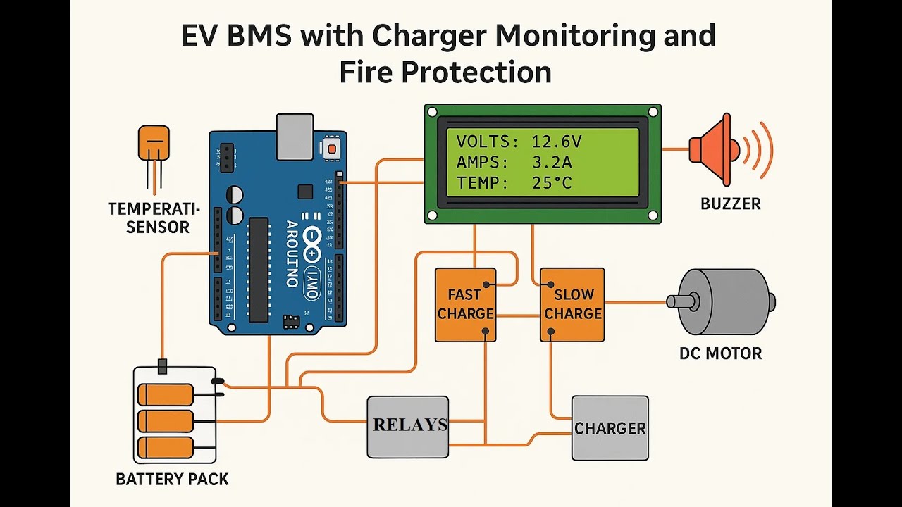 HVS-4591.EV BMS with Charger Monitoring and Fire Protection using Arduino UNO.