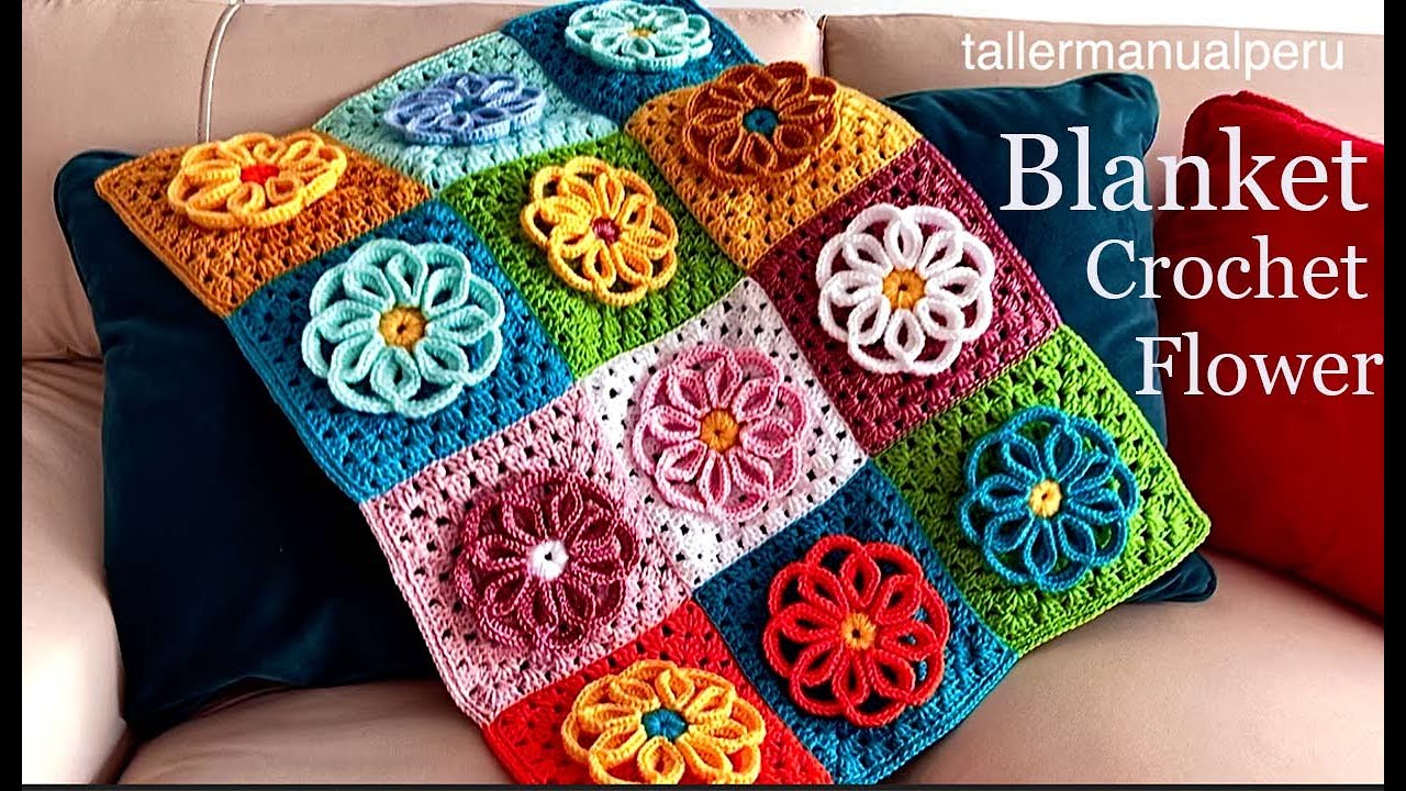 Manta Fácil de flores a Crochet
