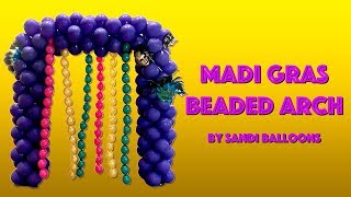 Square Balloon Arch with Beads - Mardi Gras Theme
