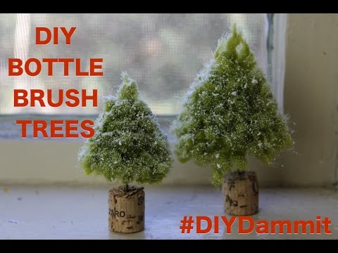 HOW TO MAKE A BOTTLE BRUSH TREE WITH HAPPY ADORNING -- DIY, DAMMIT!