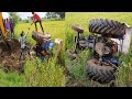 Sonalika Tractor Accident Turned Over in Farm Rescued JCB Backhoe || Sonalika Di 750 Rx with Trolly