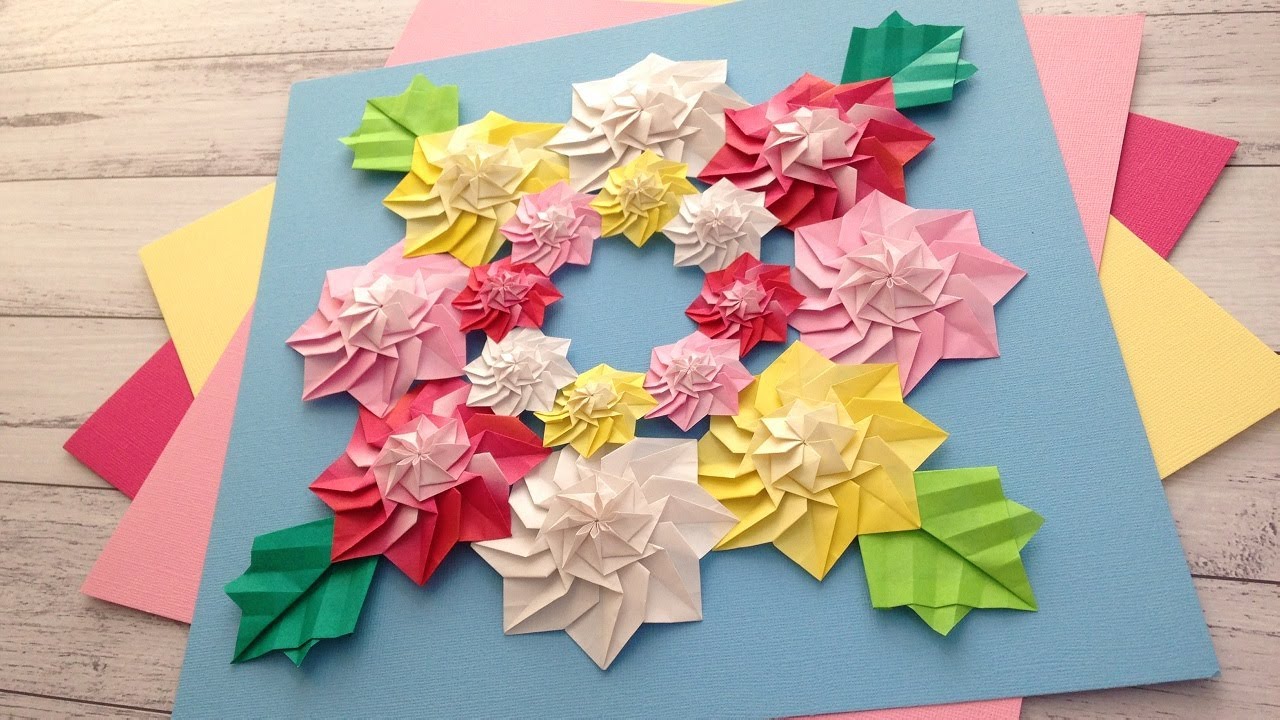 折り紙 菊の花のリース 折り方     1