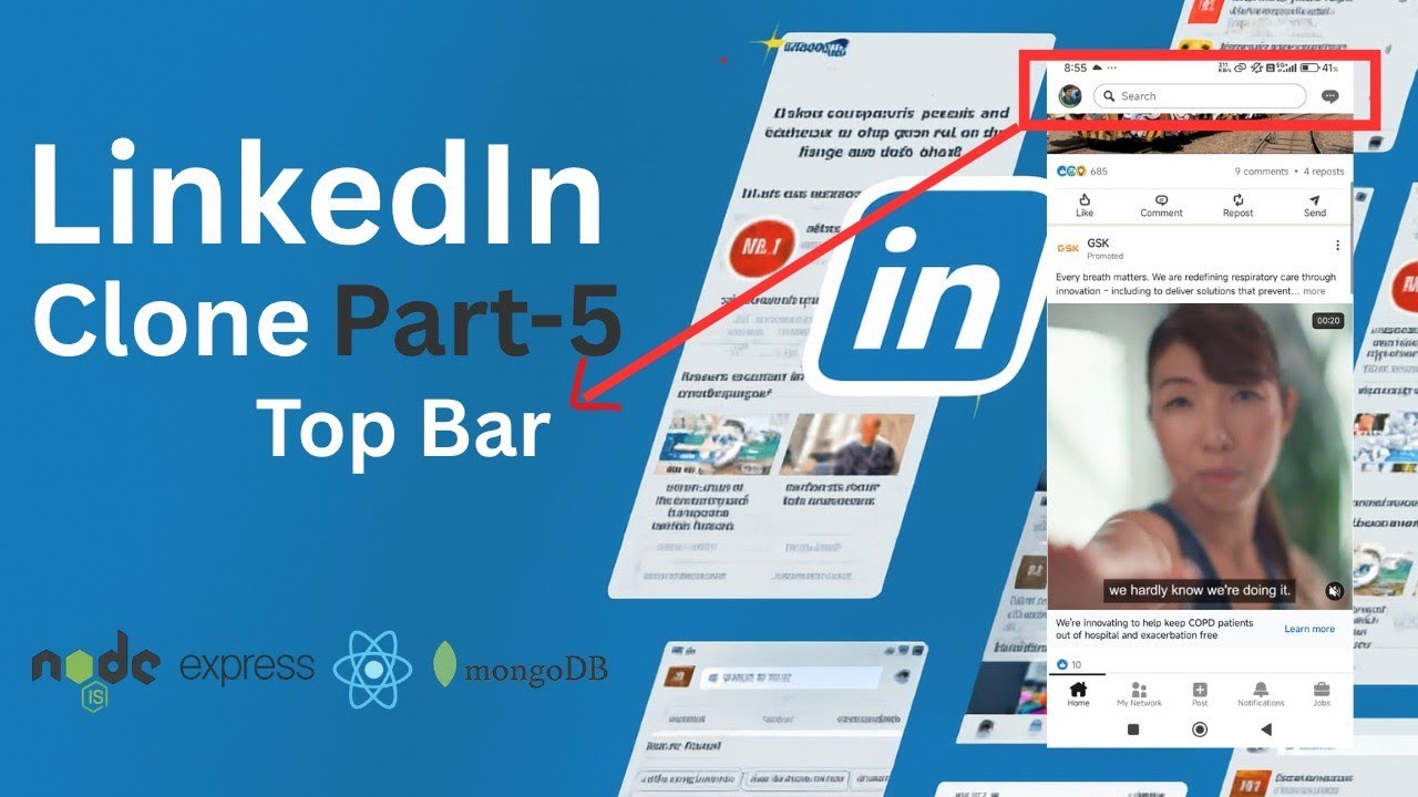 LinkedIn Clone With React Native | Top Bar | Part 5 | #Reactnative ...
