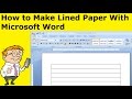 How To Make Lined Paper With Microsoft Word