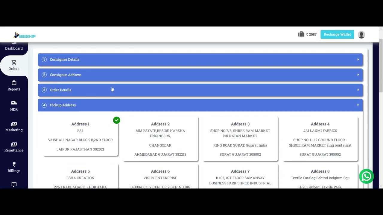 Placing Single Orders || BigShip Logistics || Logistics Dashboard