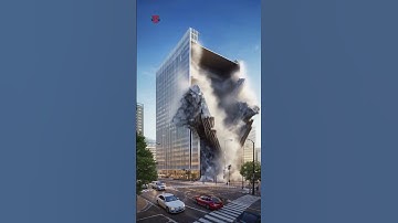 When Skyscrapers Fall: Collapse in City Center 😨 | AI Disaster Simulation #uzrai #buildingcollapse