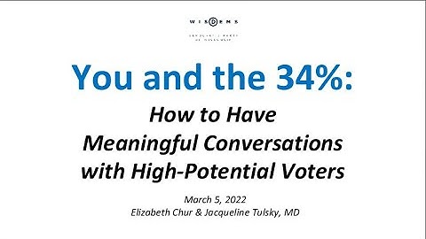 "You and the 34%: How to Connect with High-Potential Voters" 3/5/22 Presentation to the WisDems