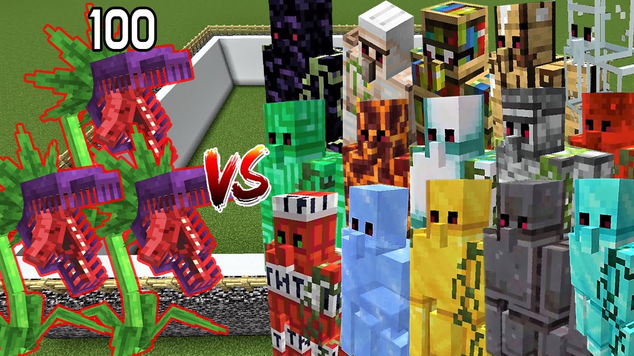 100 Foliaath vs Extra Golems [Minecraft Mob Battle] - YouTube