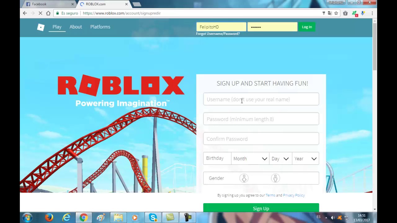 Como crear una cuenta en roblox