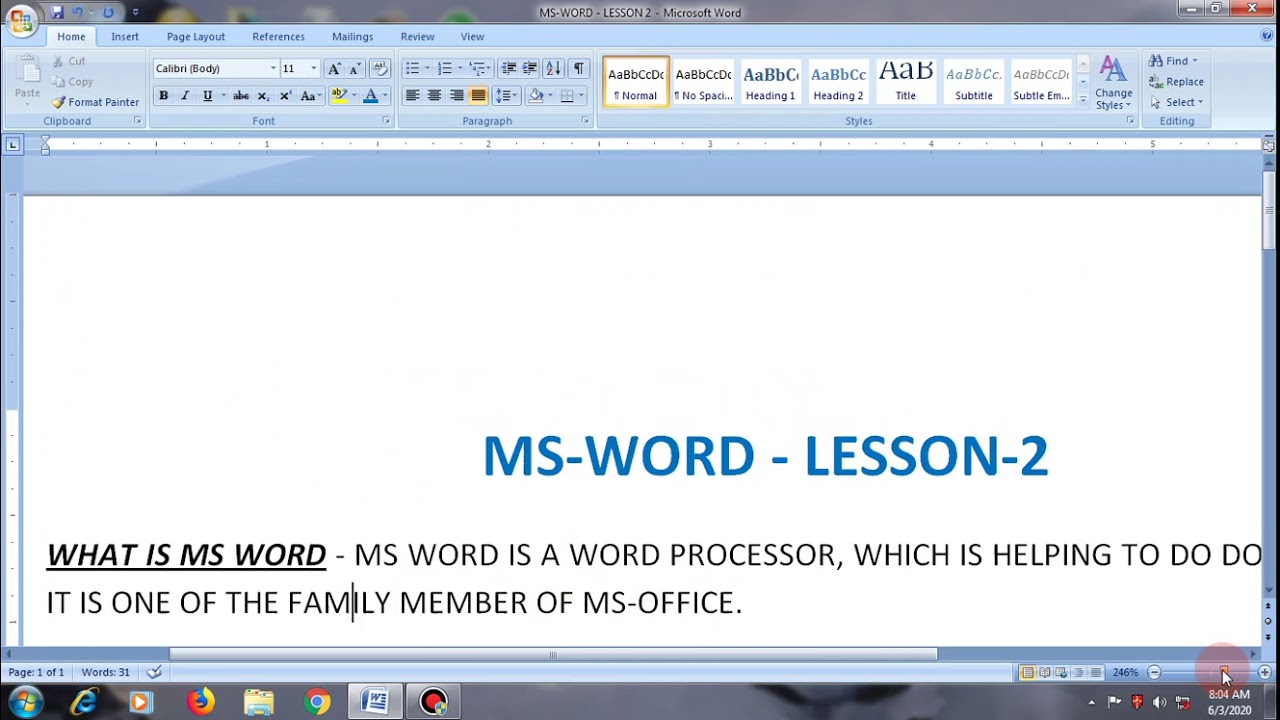 ms word lesson 2 - YouTube