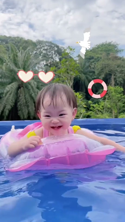 yuka-chan sudah bisa berenang sendiri! #baby #minivlog #swimming #yuka #vlog #comedy #family