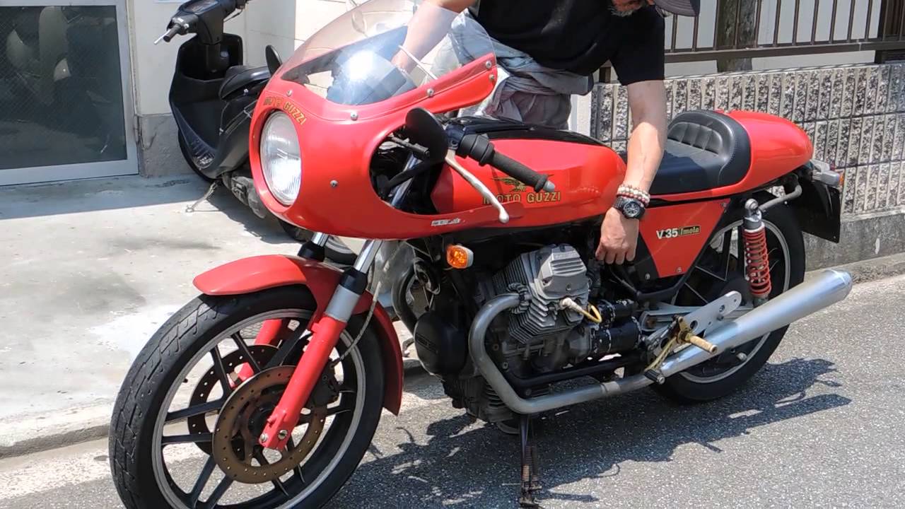 モトグッチ【V35 イモラ】エンジン始動マフラー音はこんな感じです