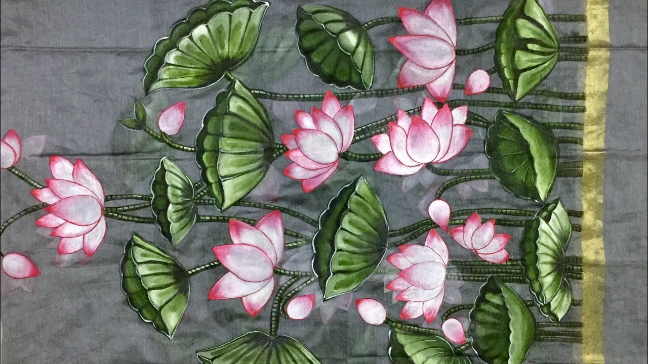 Fabric Painting Tutorial / How to Paint Lotus Flower / Pichwai ...