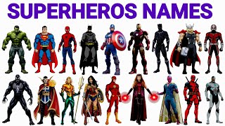 20 Superhero Names in English | Learn Superheroes for Kids | Many Types Of Marvel & DC Heroes names