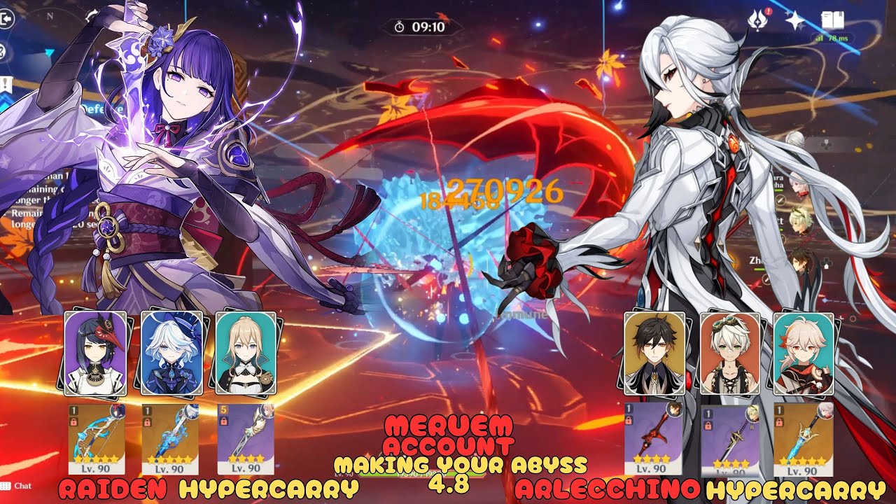 C3 Raiden & C2 Arlecchino Hypercarry / New Spiral Abyss 4.8 / Floor 12 ...