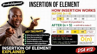 DSA #12: INSERTION OF AN ELEMENT INTO AN ARRAY - EXPLAINED! #DataStructures #codeofalignment #DSAInc