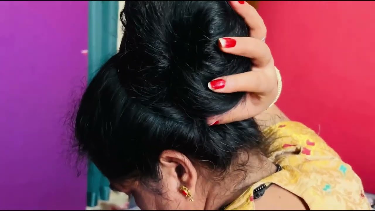 long hair big heavy bun drop by Indian women 😍