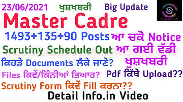 Scrutiny Schedule Documents| Pdf ਕਿੱਥੇ|Scrutiny Form|Files ਕਿੰਨੀਆਂ&ਕਿਵੇਂ|1493+135+90 Master Cadre
