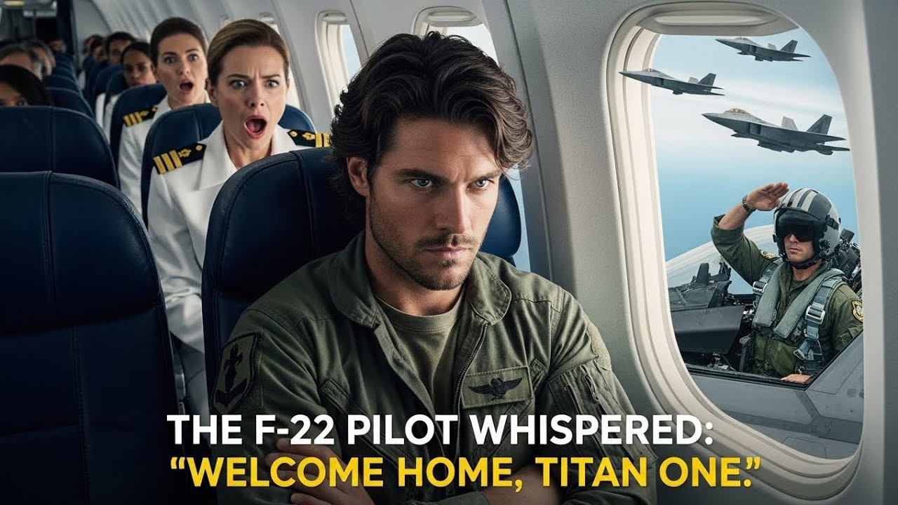 “A Single Dad Sat Quietly in Seat 12F — Until the F-22 Squadron Heard the Call Sign ‘Titan One’.”