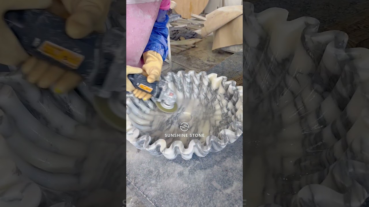 Shell shape arabescato washing basin processing 